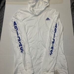 Brand new Adidas Boys' White hoodie with Blue Accents